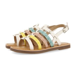 Sandale de piele cu barete multiple Beynac - Multicolor