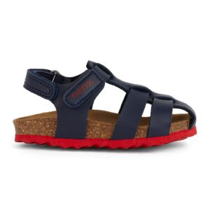 Sandale din piele ecologica cu inchidere velcro - Rosu/Bleumarin