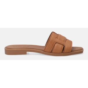 Papuci de dama din piele cu bareta decorativa -