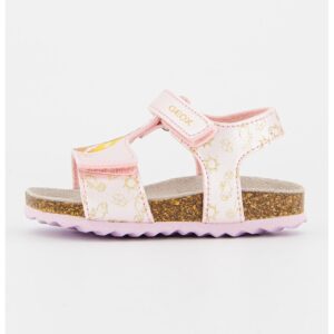 Sandale de piele ecologica cu velcro - Roz pastel