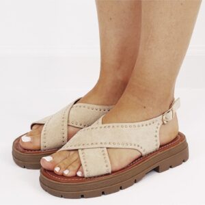 Sandale bej cu talpa groasa MO-22 M12 17610 - Bej