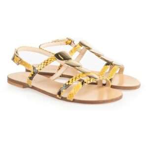 Sandale din piele cu detalii geometrice metalice -