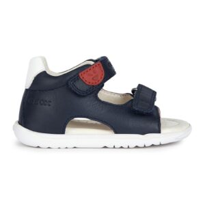 Sandale de piele si piele ecologica cu velcro - Bleumarin