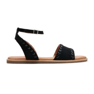 Sandale de piele intoarsa cu bareta lata - Negru