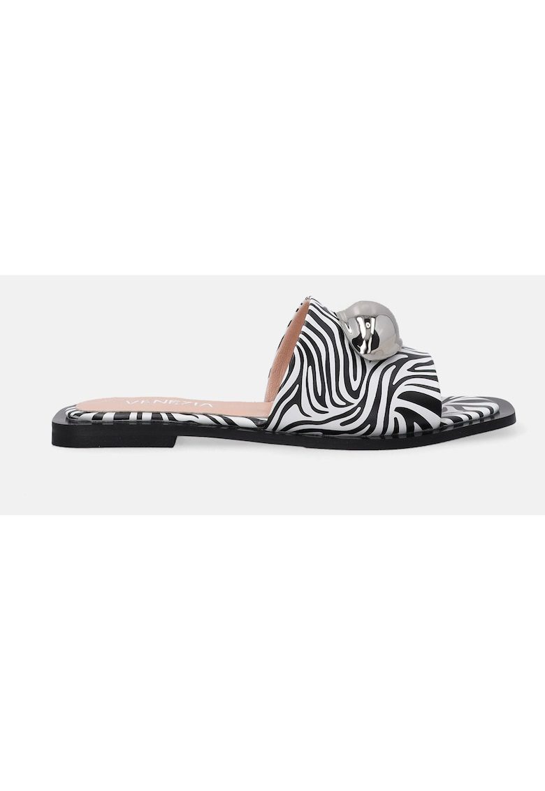 Papuci din piele cu model animal print