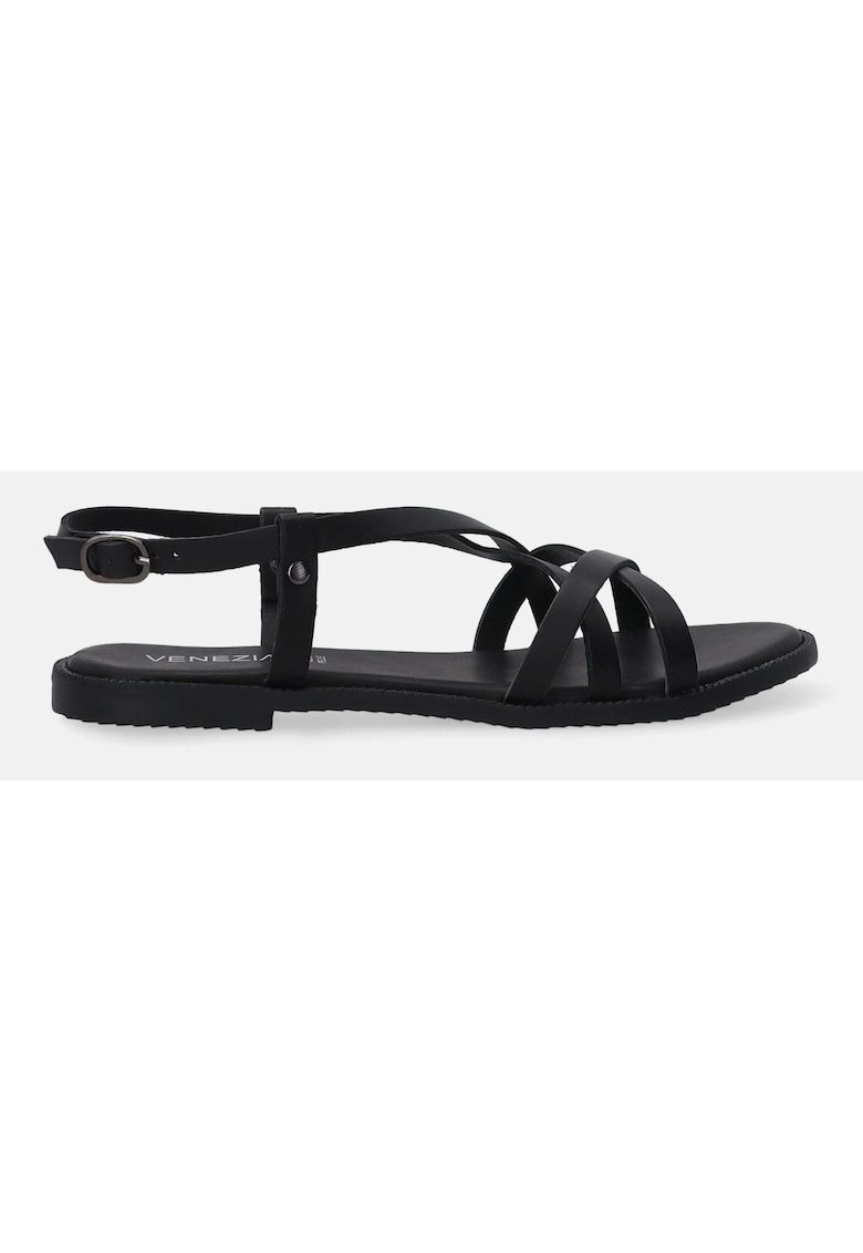 SANDALE CLASICE NEGRE DE DAMA DIN PIELE NATURALA MARIMEA