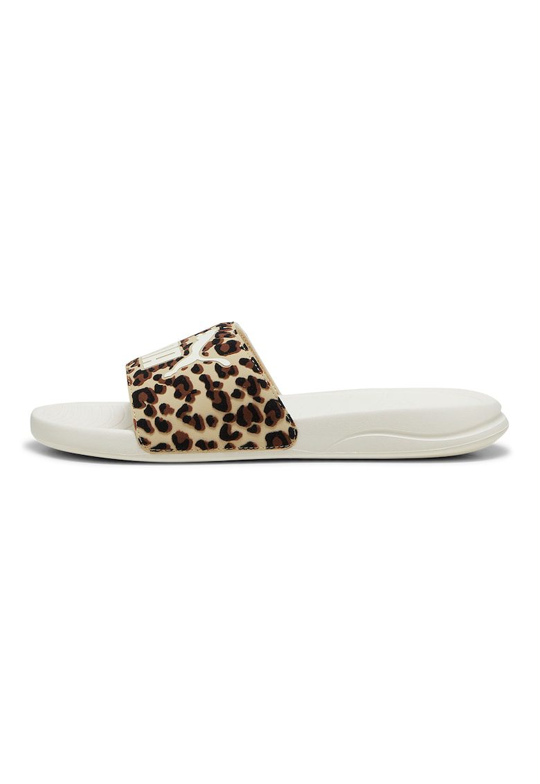 Papuci cu animal print Popcat 20 I Am The Drama - Negru/Bej