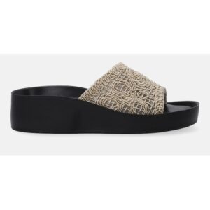 Papuci cu talpa wedge si detaliu cu aspect crosetat