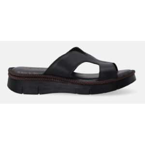 Papuci demiwedge din piele cu decupaje