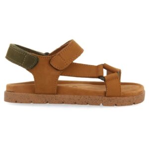 Sandale de piele nabuc cu velcro Depoe - Caramel