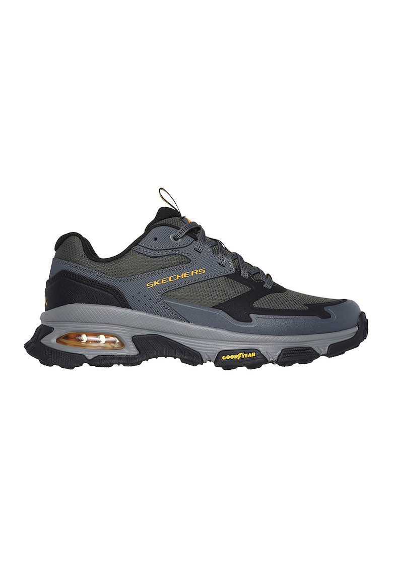 Pantofi de plasa cu garnituri de piele ecologica pentru drumetii Sleek Envoy - Negru/Gri