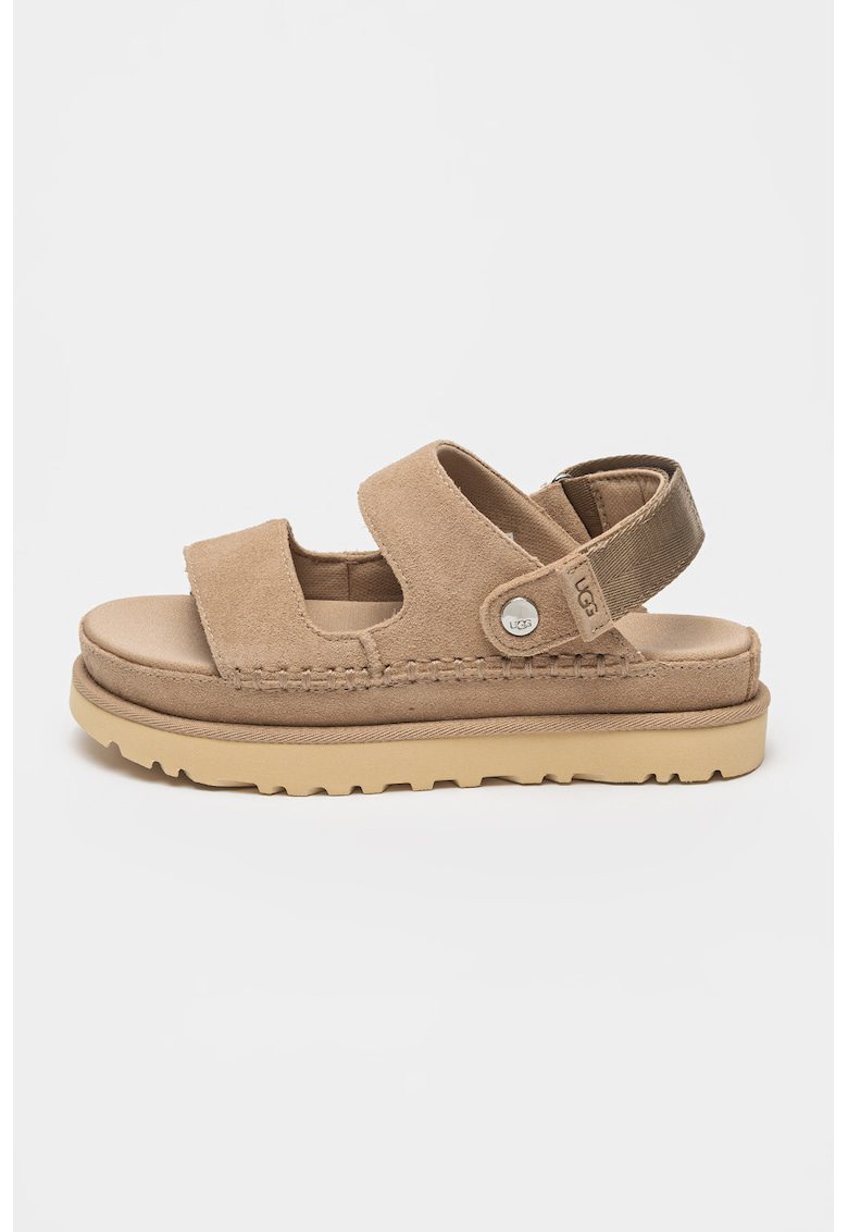 Sandale din piele intoarsa cu velcro Goldenstar - Maro nisip