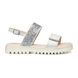 Sandale flatform cu catarama - Alb murdar/Argintiu