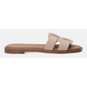 Papuci de piele cu barete cu design suprapus