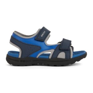 Sandale de piele ecologica si material textil Vaniett - Albastru royal/Bleumarin