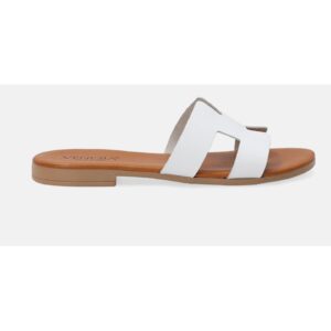 Papuci de piele demi-wedge cu decupaje laterale
