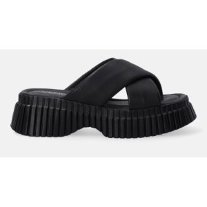 Papuci din piele cu talpa demi-wedge