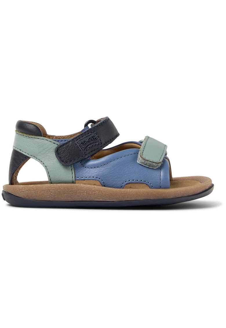 Sandale de piele cu inchidere velcro - Verde pal/Albastru