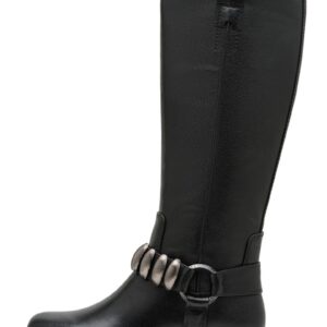 Cizme mid-calf de piele ecologica - Negru