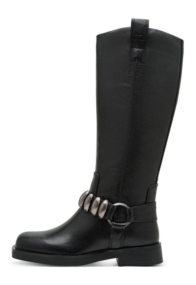 Cizme mid-calf de piele ecologica - Negru