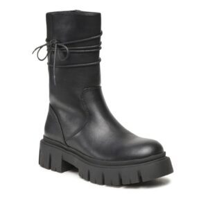 Cizme dama - Piele ecologica - Negru - Negru