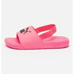 Sandale slingback cu logo Cool Cat 2.0 - Negru/Roz neon