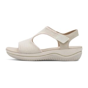 Sandale wedge cu velcro - Bej