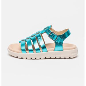 Sandale de piele cu barete multiple Soleima - Verde persan