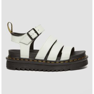 Sandale flatform de piele - Verde pal