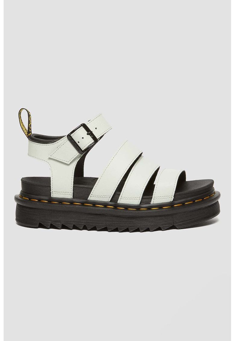 Sandale flatform de piele - Verde pal