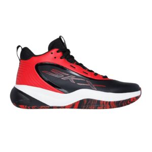 Pantofi mid-cut de piele ecologica - pentru baschet - Rosu/Negru