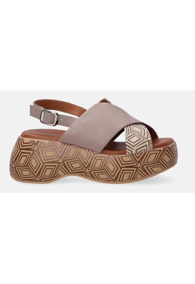 - Sandale cu talpa demi-wedge si imprimeu