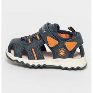 Sandale cu inchidere velcro Toby - Albastru inchis/Portocaliu mandarina/Alb murdar