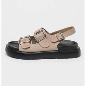 Sandale slingback de piele intoarsa - Roz pal