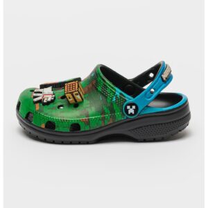 Saboti slingback cu model clasic si imprimeu desene animate - Albastru pastel/Negru/Verde aquamarin