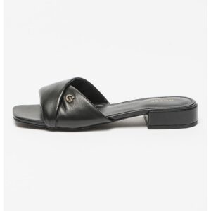 Papuci de piele cu logo - Negru
