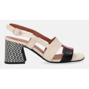 Sandale de dama din piele lacuita cu toc decorativ