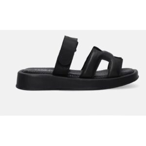 Papuci din piele naturala - Negru