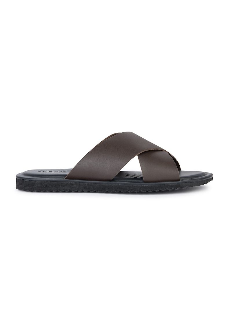 Papuci de piele - Maro inchis
