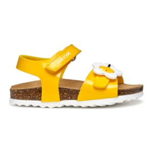Sandale cu aspect lacuit si velcro - Galben