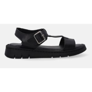 Sandale wedge din piele cu catarama