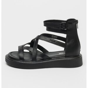 Sandale de piele cu barete multiple - Negru