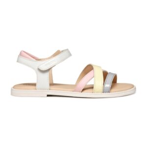 Sandale colorblock cu velcro - Alb/Galben/Roz