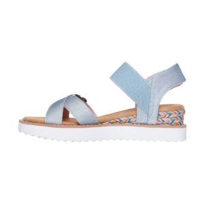 Sandale din material textil cu velcro Miss - Albastru deschis