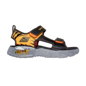 Sandale flatform cu velcro - Negru/Portocaliu