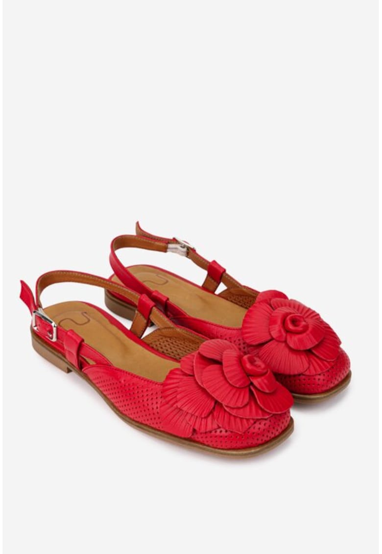 Sandale dama rosii din piele naturala cu ornament