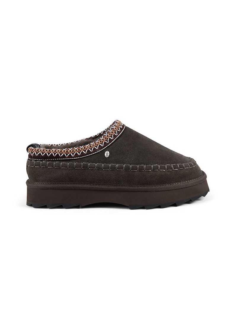 Papuci de piele intoarsa - Negru stins