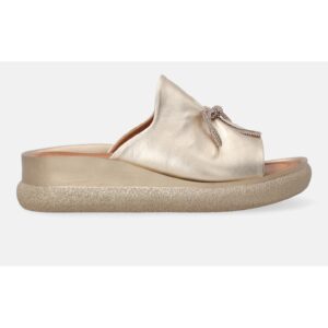 Papuci wedge din piele naturala