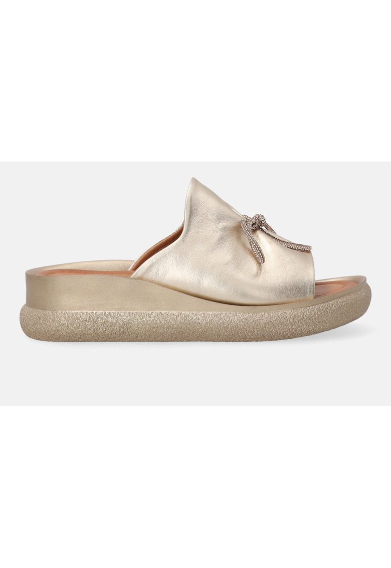 Papuci wedge din piele naturala