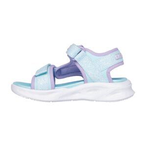 Sandale cu inchidere velcro si LED-uri - Lila/Albastru deschis